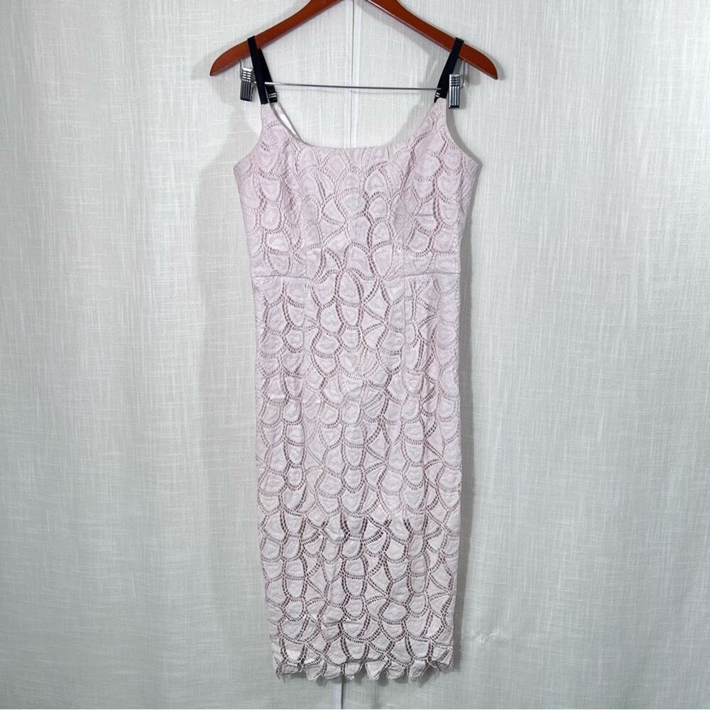 Milly Satin Lined Pink Crochet Event Party Evening Dress Size 6